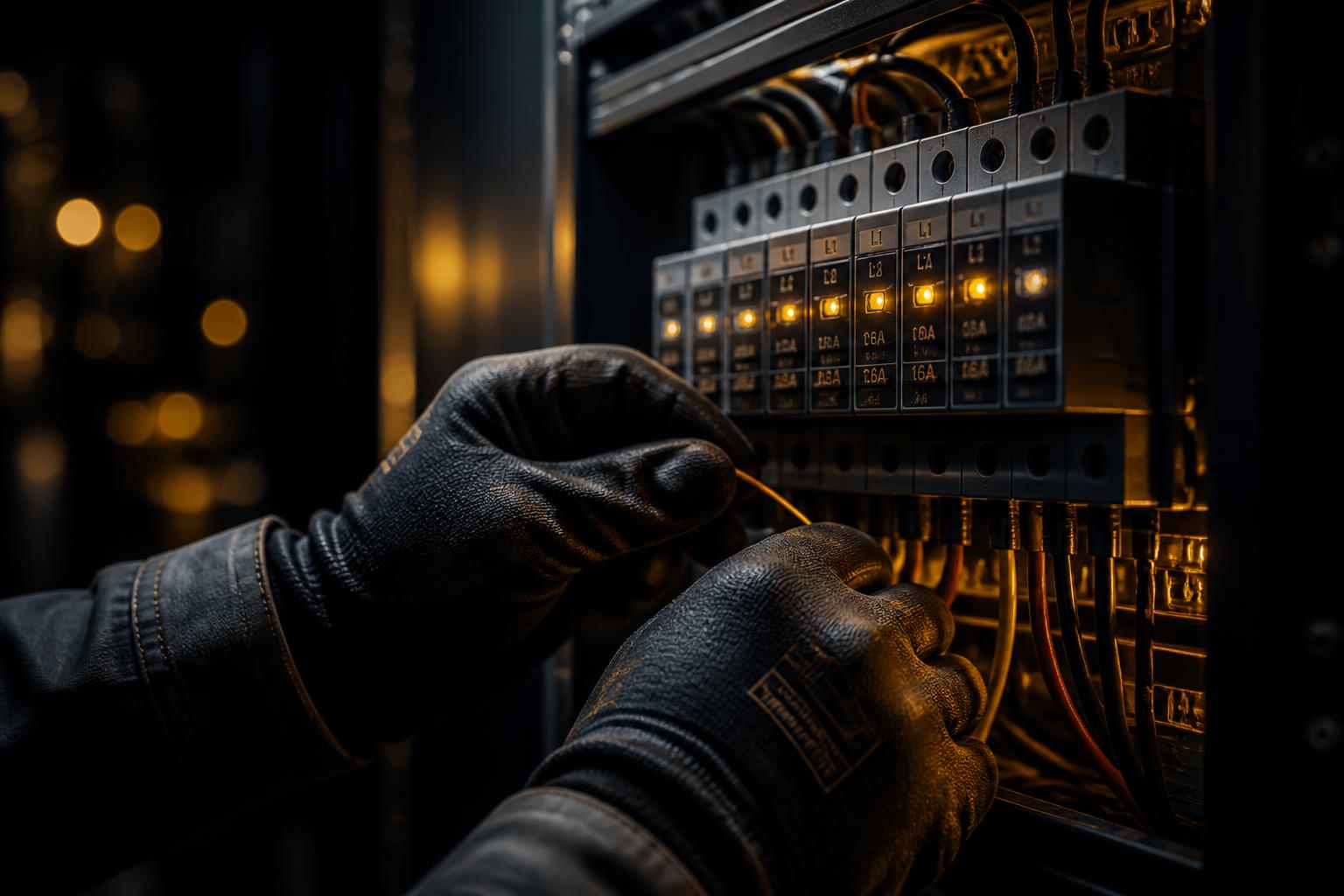 Licensed electrician working on a modern electrical panel
